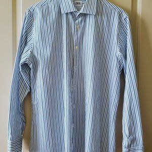 Zara, X-Large, White with blue and green stripes, Long sleeve Shirt